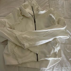 FREE PEOPLE MOVEMENT WHITE RUFFLE ZIP UP